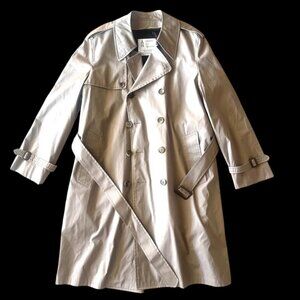 LONDON FOG Trench Coat, Men L, tan beige winter coat, fur lined, Vintage